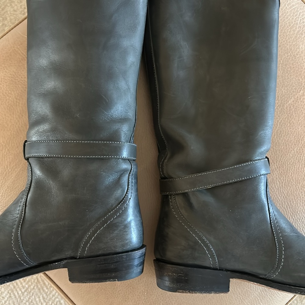 Frye belted boots in grey leather - Picture 5 of 7